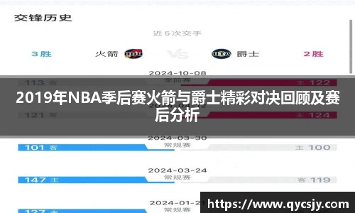 2019年NBA季后赛火箭与爵士精彩对决回顾及赛后分析