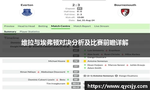 维拉与埃弗顿对决分析及比赛前瞻详解